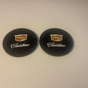 Cadillac Car Cup Coasters in Black with logo set of 2 NWT